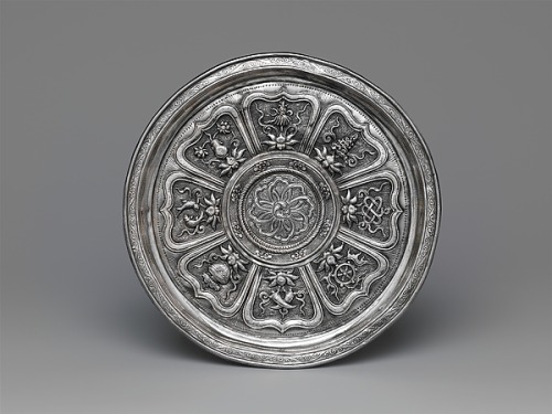 Cup Stand with the Eight Buddhist Treasures Yuan dynasty (1271–1368), 14th century ChinaSilver; Diam