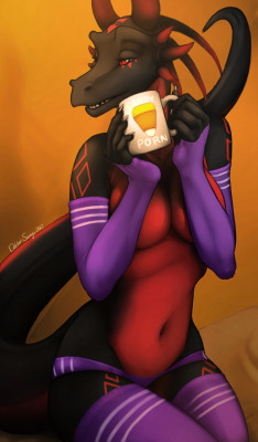 dragondeviant:  Furry/Scalie With Coffee