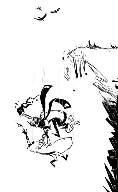 monsieurlebattlier: Have a good ol’ Black-n-white sketch of Ryth n Dunc duking it out