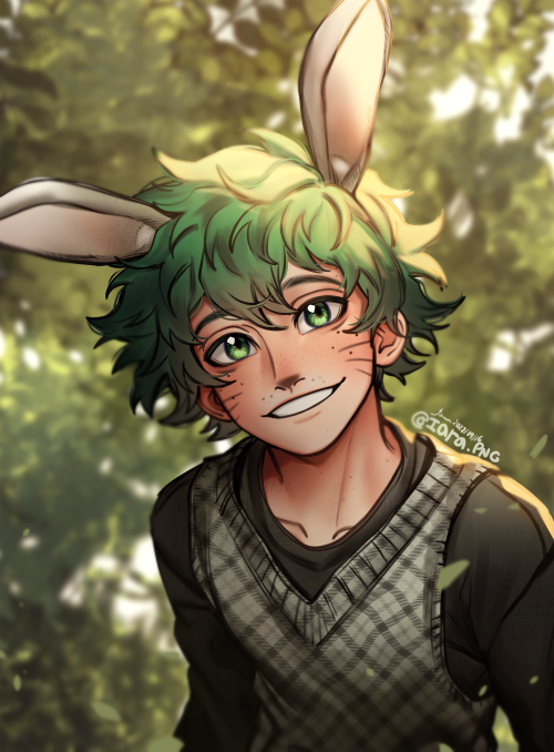 Some more bnha fanart that are not Fusion, so a snow Todoroki, easter bunny Deku and an Aizawa heads