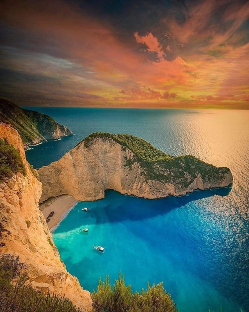 Sunset at Navagio Beach by Altug Galip.