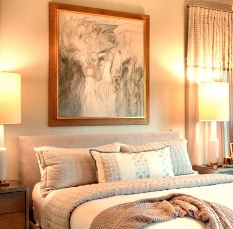 Contemporary Bedroom An Illustration Of A Large, Modern Master Bedroom With A Beige Floor And Green Walls.