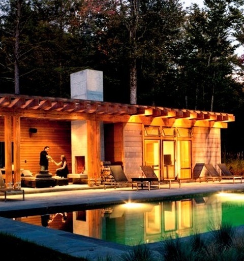Pool - Modern PoolExample Of A Large Minimalist Backyard Stone And Rectangular Lap Pool Design