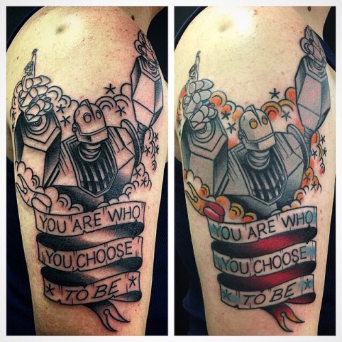 fuckyeahtattoos:  First session on the left and finished product on the right. Done by Dave Borjes at Bound For Glory Tattoo on Staten Island, New York.
