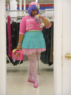 kitsunefantasy:  My Barbie themed outfit~! I felt hella cute and I found a new furry friend at the thrift store that just happened to be a barbie dog~! 