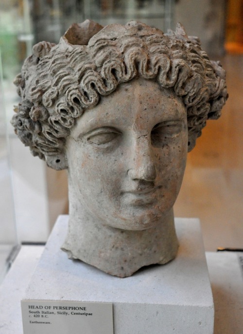 hildegardavon:Persephone Head of Persephone, ca.420 BCE, earthenware, from Sicily The Burrell Collec