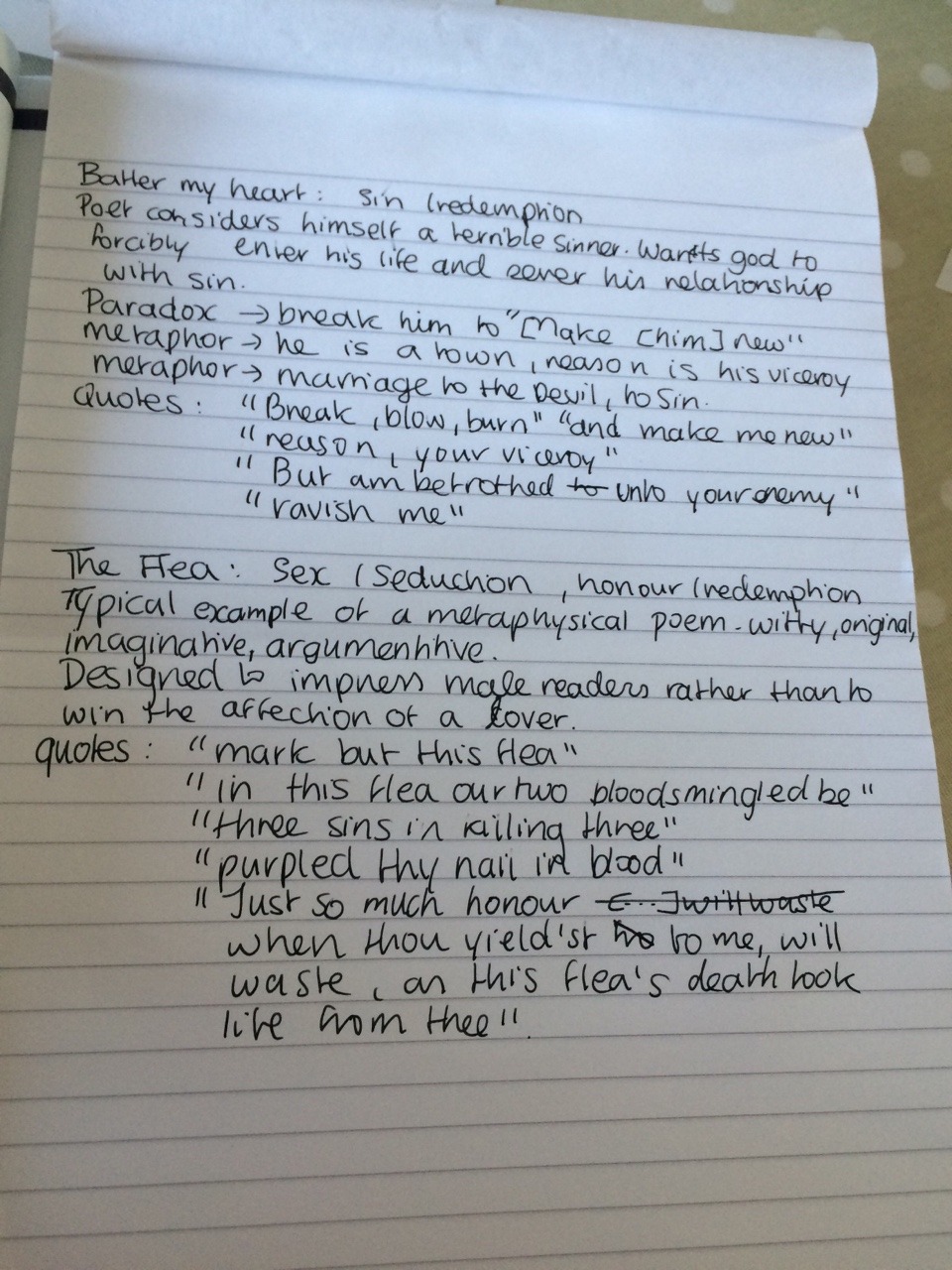 leaving cert english personal essay notes