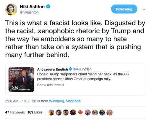 allthecanadianpolitics:NDP MP, Niki Ashton just called Trump a Fascist.  https://twitter.com/nikiash