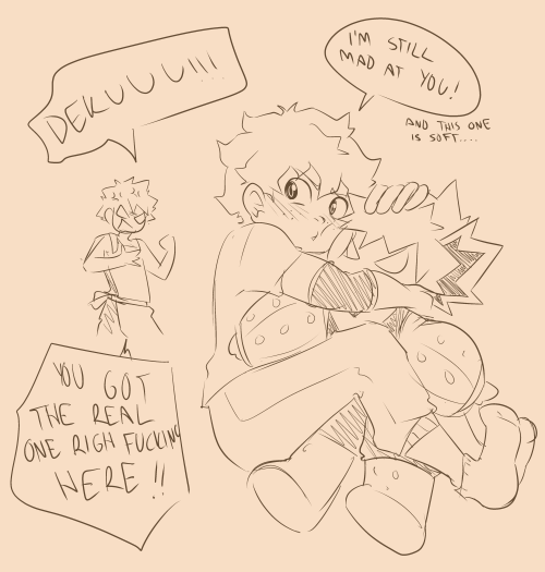 Deku and his huge Baku plushie <3