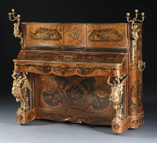 cgmfindings:A Napoleon III ormolu-mounted tulipwood and marquetry piano By Ignace Pleyel & Cie, 