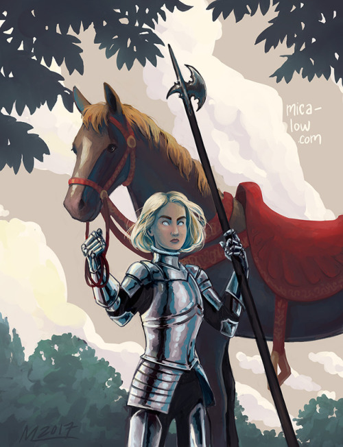 A few days shy of le 14 juillet and I’ve finally finished my painting of Joan of Arc, in a sty