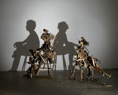 capslockapocalypse:  artmonia:  Incredible Shadow Art Created From Junk by Tim Noble & Sue Webster.  are we not gonna talk about  the nevermind 