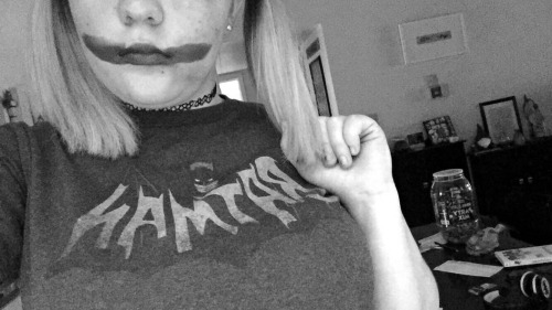 daddys-lilharley:•Harley wearing a batman shirt ? Wow.• (sorry I did what I could with what I had)