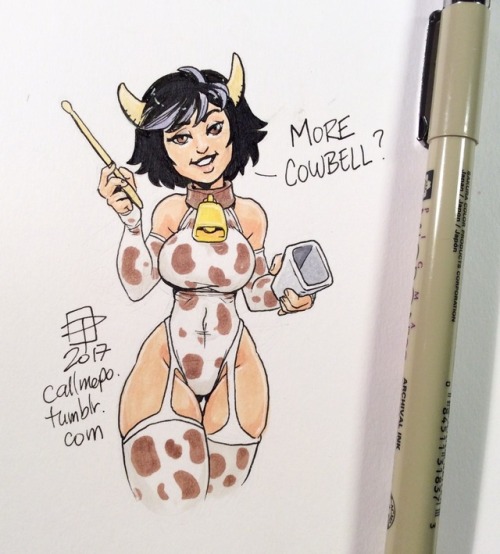 callmepo: Gogo is asking… Do you need more COWBELL?  (Just thinking aloud)  [Like my tiny doodles? Come visit my Ko-fi and buy me a coffee new markers so I can make more!]    <3 <3 <3