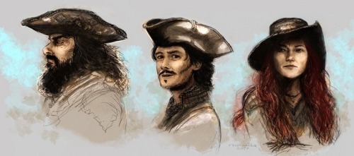 riisinaakka-draws: FOR A MOMENT THERE WAS A HAT TRIO in Black Sails. Edward Teach (Blackbeard), Jack