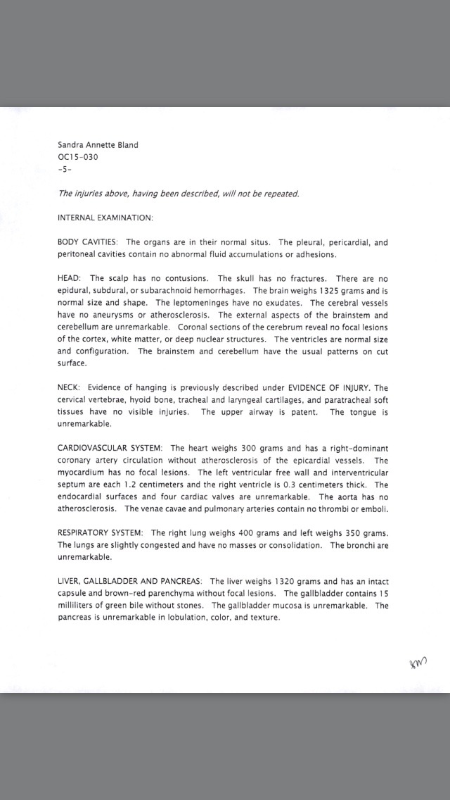 melanieh1:  Black lives matter   #justiceforsandy  This is The autopsy report.  Be
