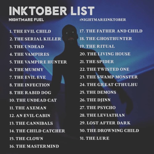 Its time to share my #inktoberlists (part 2!) &mdash; Instructions: These lists were made to hel