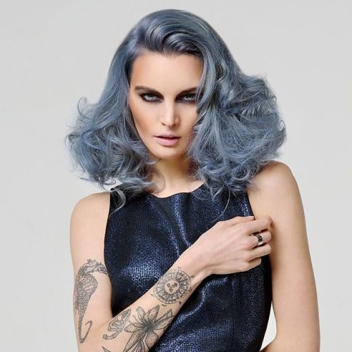 By Mark Mountney #longhair #longbob #hair #hairfashion #fashion #fashionista #bluehair #blue #dipdye