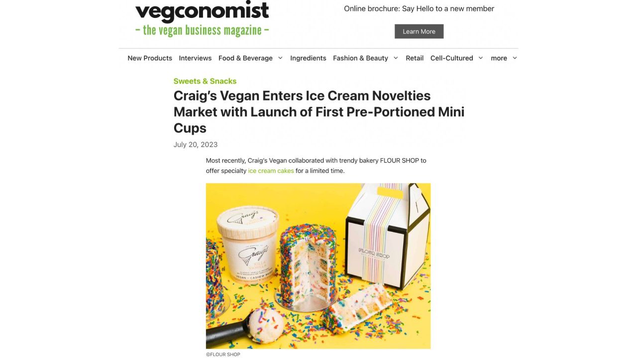 Craig's Vegan Enters Ice Cream Novelties Market with Launch of