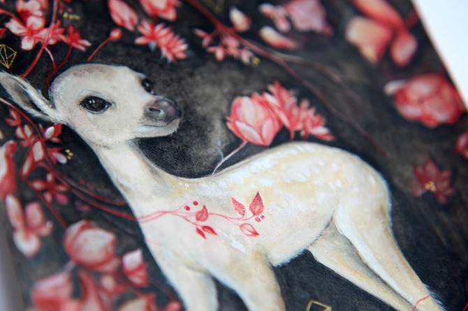 rfmmsd:Artist:Marjolein Caljouw“My Dearest Deer”Acrylics, Oil and Gold Paint