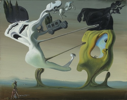 thunderstruck9:  Salvador Dalí (Spanish, 1904-1989), Maison pour érotomane [House for an Erotomaniac], c.1932. Oil on panel, 14 x 18 cm.