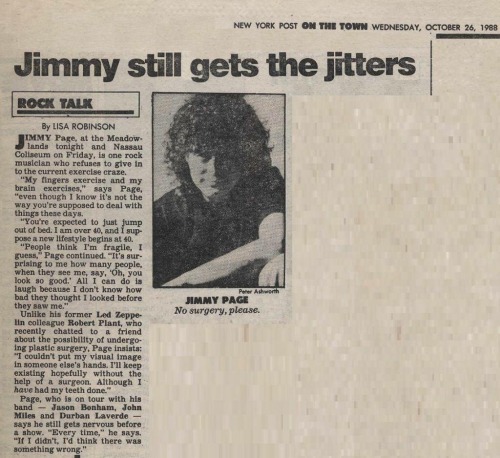 ledbythreads: iamthemayqueen: Jimmy Page talks about plastic surgery, nerves, and his teeth. (1988) 