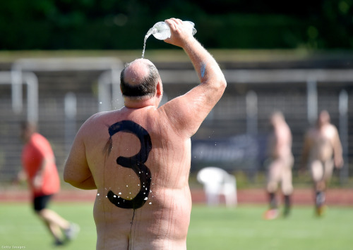 homme–fatale:Nude german and dutsch soccer players during a protest match against FIFANaked football