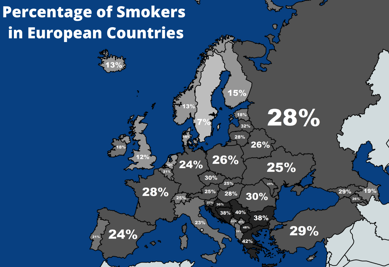 Percentage Of Smokers In European Countries Maps On The Web percentage-of-smokers-in-european-countries-maps-on-the-web