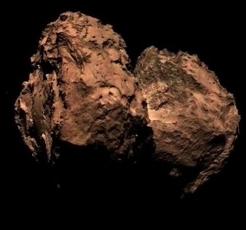 The Rosetta probe has taken the first colour images of the large 67P-Churyumov-Gerasimenko comet wit