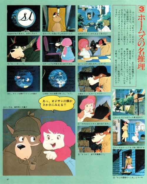 animarchive:  Meitantei Holmes/Sherlock Hound -  Episode 3: “A Small Client”, directed by Hayao Miyazaki (Animage, 05/1983)  