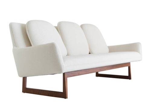 Jens Risom, Sofa, 1960-70. Teak, Cato fabric. Jens Risom Design. 1stdibs