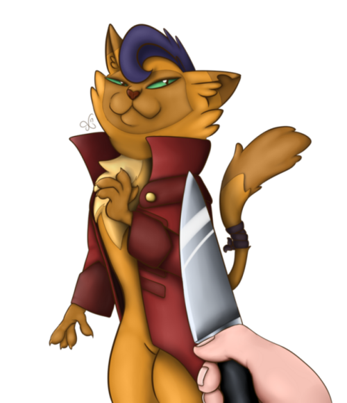 Capper from the My Little Pony movie, but as the suspicious knife cat meme.- xchan