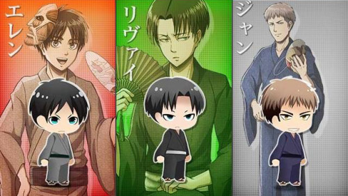  Eren, Levi, Jean avatars for the Hangeki no Tsubasa Summer Festival class  Argh I really can’t with these dorks