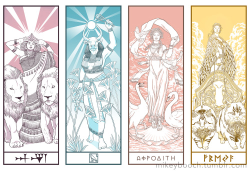 Four love goddesses from different cultures. 