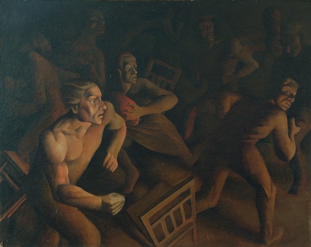 Māris Ārgalis (Latvian, 1954-2008), Trauksme [Alarm], c.1971. Oil on canvas, 90