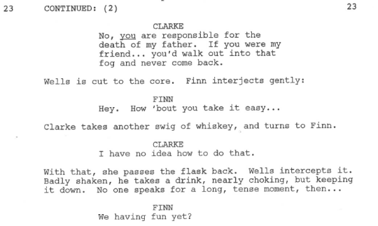 Here is our final scene of the night.  From Ep 103 “Earth Kills” written by Elizabeth Craft and Sarah Fain. Enjoy and see you next week!