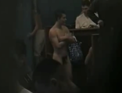 notdbd:  More Russian soldiers casually and comfortably naked in the locker room - some of them stop to have a conversation with a friend, no need to cover up. 