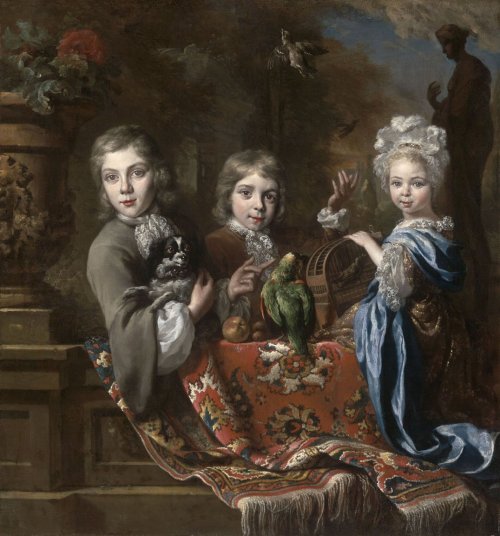 history-of-fashion:ab. 1700-1705 Jan Weenix - Portrait of three children(Museum of Fine Arts, Budape