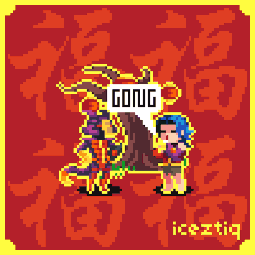 My first time drawing & animating pixel art in Pixel Studio. Arok & Zelos from the Rising He