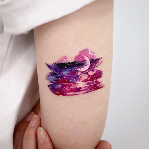 ig: tattooist_sigak moon;pink;sky;splatter