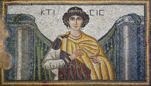 romebyzantium: Goddess Ktisis mosaic from the Villa of the Amazons in #Edessa (modern #Urfa, Turkey)