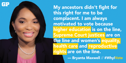 Bre, a member of our #Fight4AFuture Network, is voting for higher education, the Supreme Court, and 