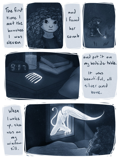 thecarvingwitch:charminglyantiquated:a morbid little comic about bansheesbeautiful 