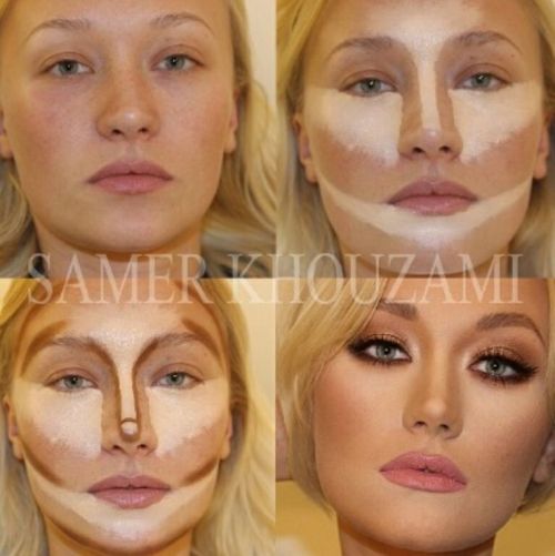 omgitsfrizzy:  So there’s this hashtag trending called #makeuptransformation, which is basically just people making fun of how dramatic face contouring is(seen in the first picture). I AM SCREAMING 