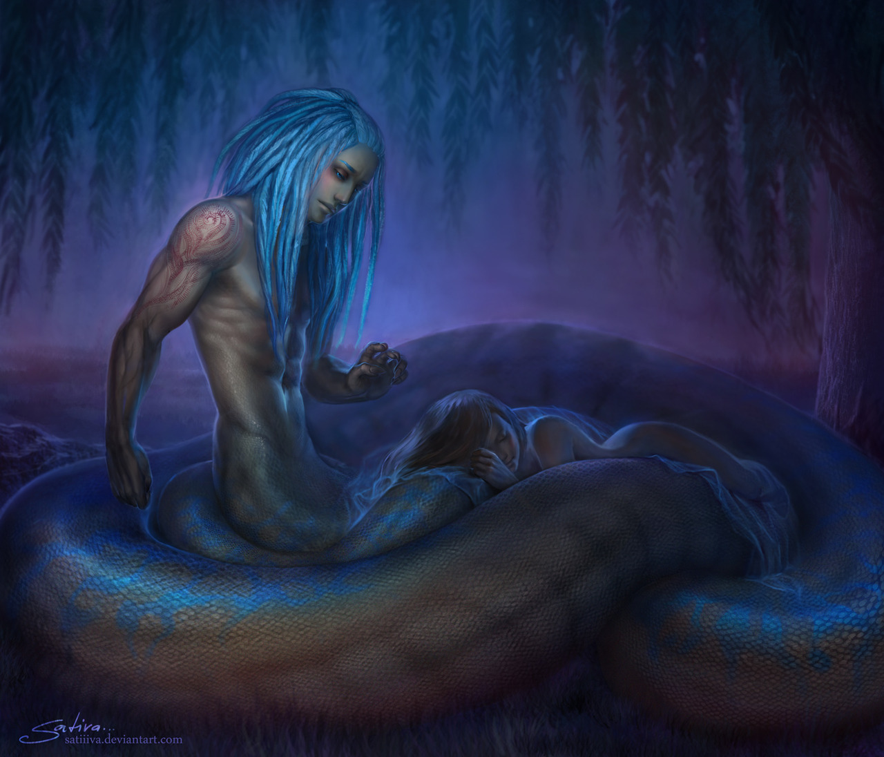 fuck-yeah-monsters-and-villains: UNDER A WILLOW by Satiiva  https://satiiiva.deviantart.com/art/Under-a-willow-141811980