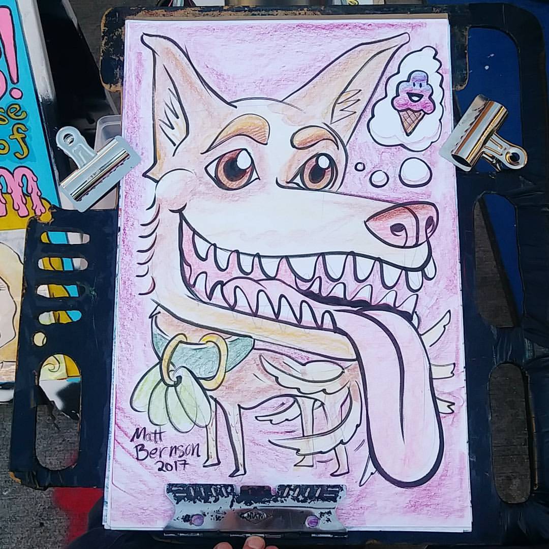 Doing caricatures at Dairy Delight! Ice cream for dinner is what summer is about.