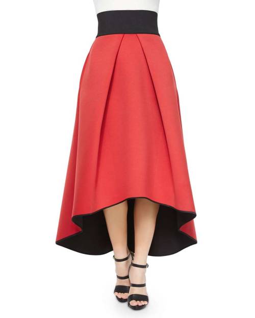 wantering-dressed-in-red: High-Low Tucked Ball Skirt, Red