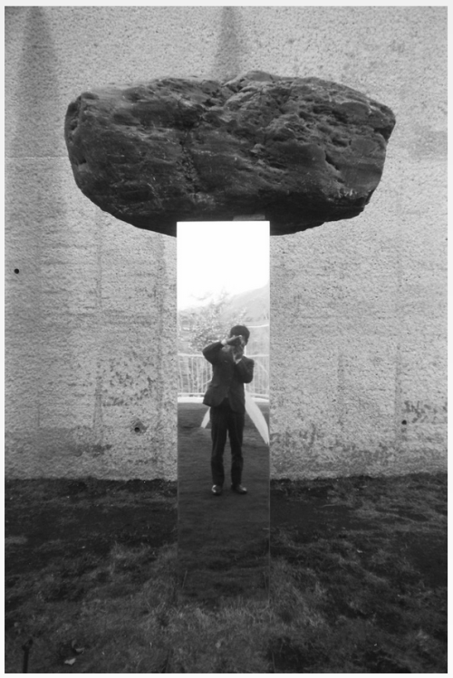 The artist photographing Phase of Nothingness, 1969, at the 1st Contemporary International Sculpture
