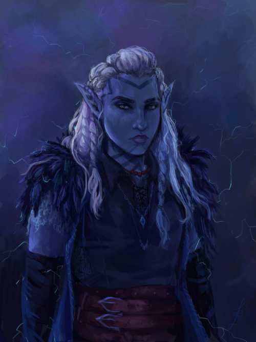 I drew my sister’s drow sorcerer Lledrith for her bday and thought i’d share :)