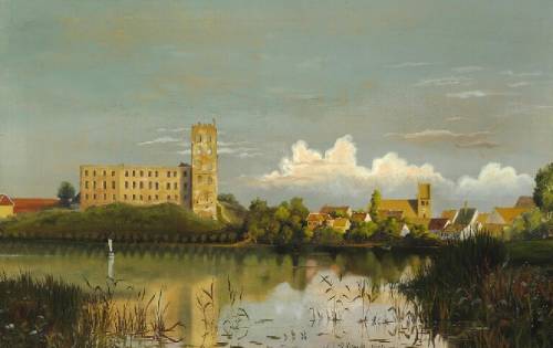 Peder Mørk Mønsted (1859 - 1941) - View from Kolding Lake towards Koldinghus Castle. 1